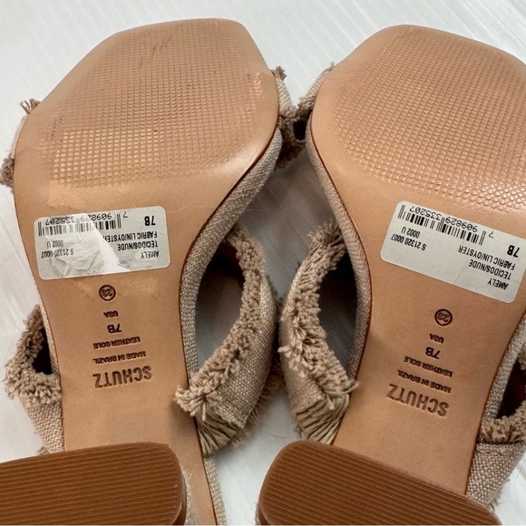 🆕 SCHUTZ Amely Beige Frayed Strap Heels NWT size 7 - Picture 9 of 16